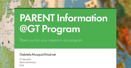 PARENT Information @GT Program