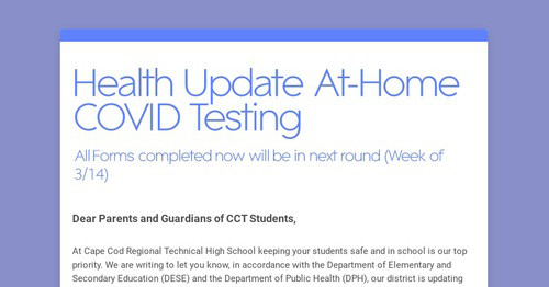 Health Update At-Home COVID Testing
