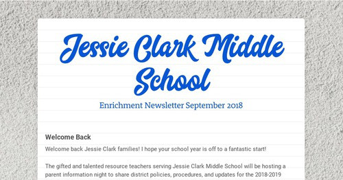 Jessie Clark Middle School | Smore Newsletters