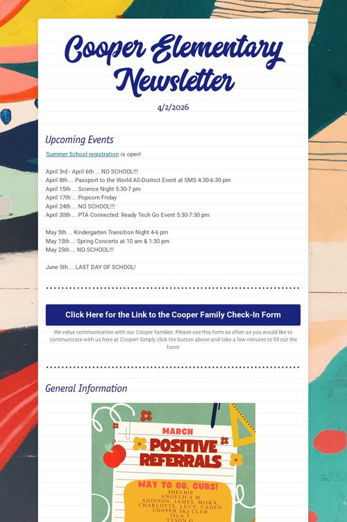 Cooper Elementary Newsletter