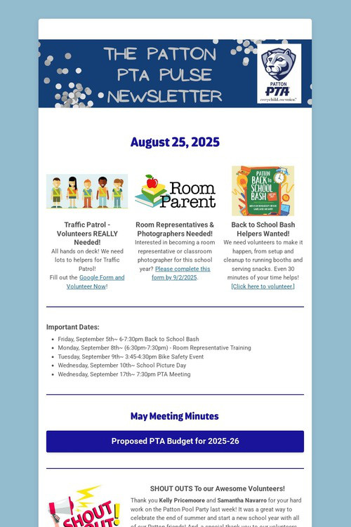 Patton PTA Pulse Newsletter