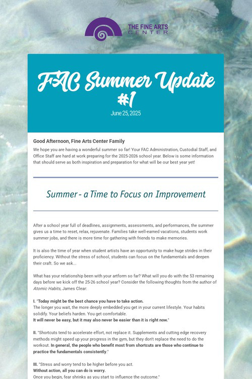FAC Summer Update #1