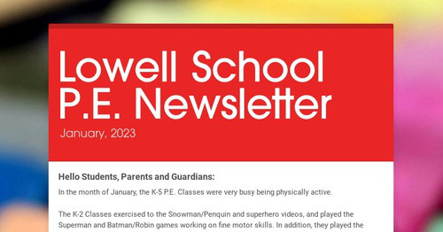 Lowell School P.E. Newsletter
