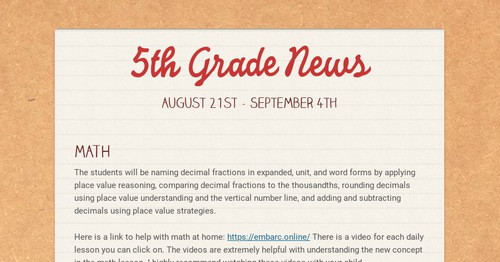 5th Grade News