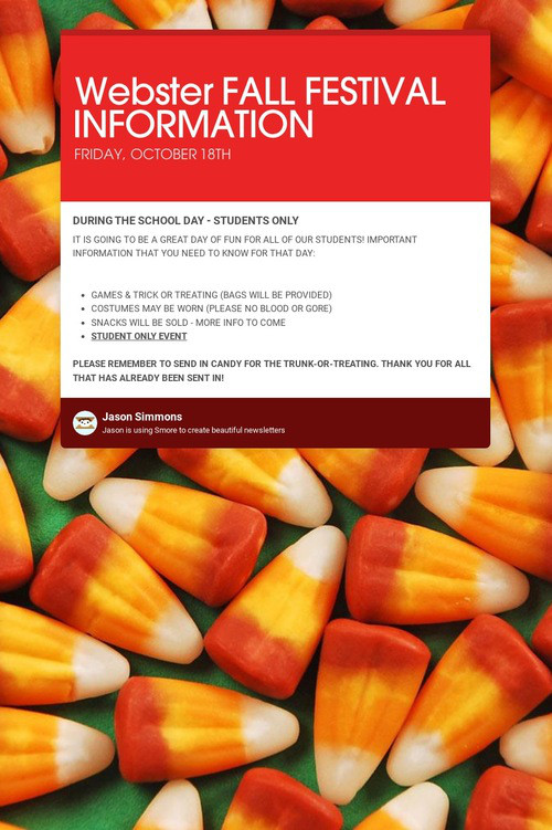 Webster FALL FESTIVAL INFORMATION