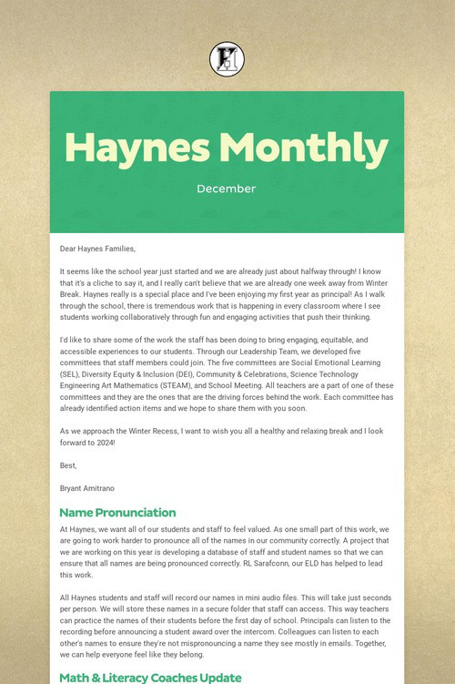 Haynes Monthly
