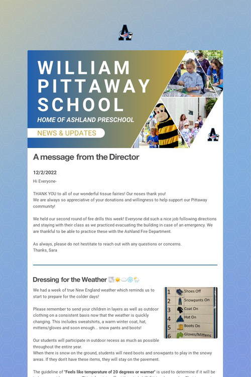 Ashland Preschool Weekly Update