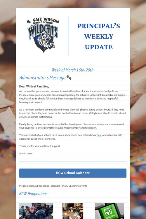 Principal's Weekly Update