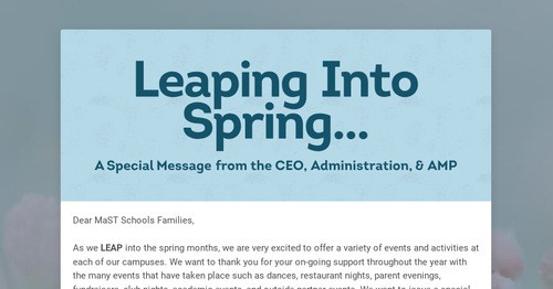 Leaping Into Spring Smore Newsletters