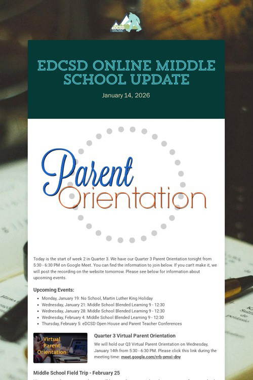 eDCSD Online Middle School Update