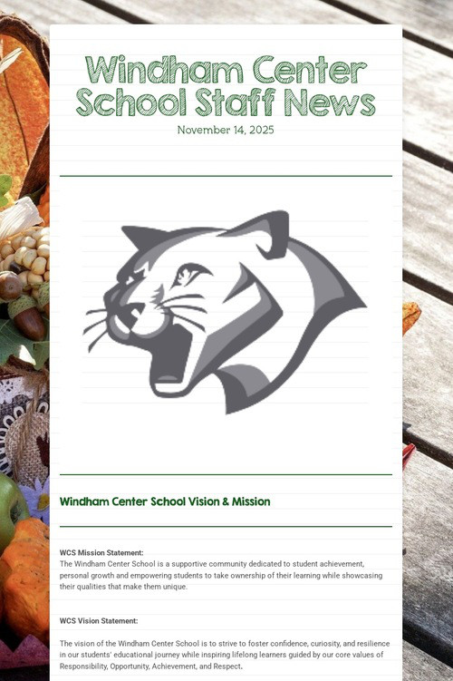Windham Center School Staff News