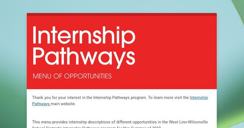 Internship Pathways