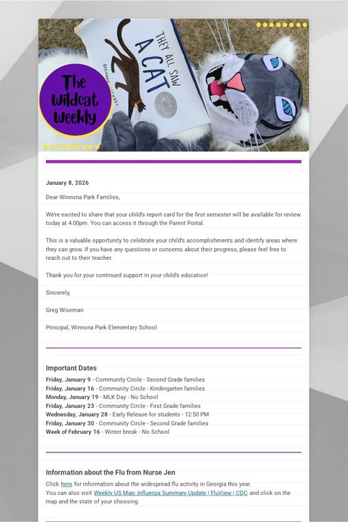 Winnona Park Weekly Update