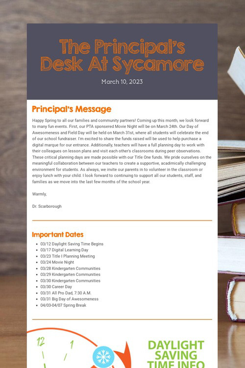 The Principal's Desk At Sycamore