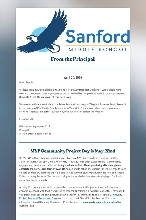 Sanford Family Newsletter Logo