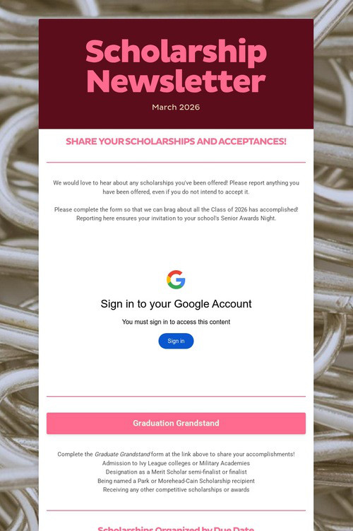 Scholarship Newsletter