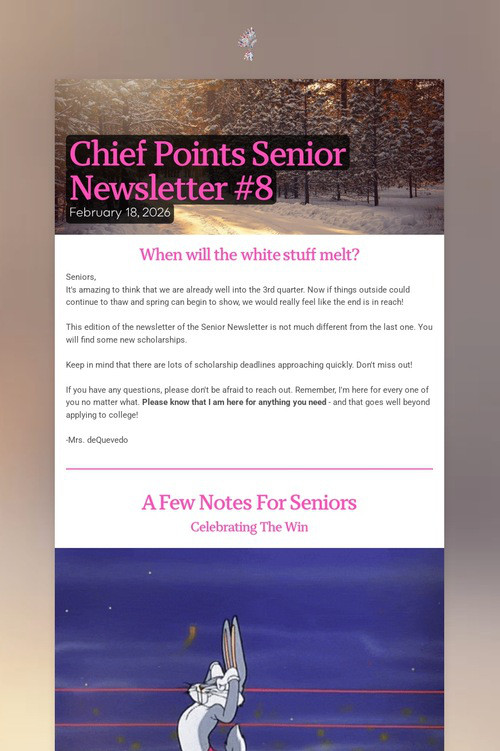 Chief Points Senior Newsletter #8