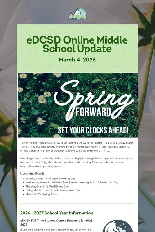 eDCSD Online Middle School Update