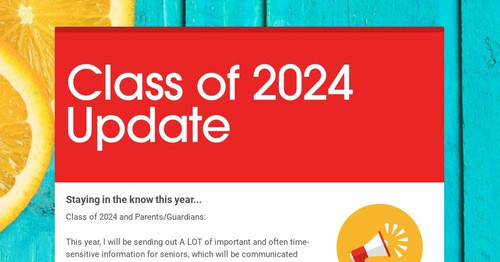 Class of 2024 Update