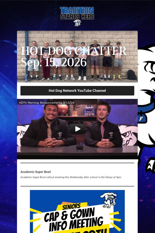 HOT DOG CHATTER Sep. 15, 2026