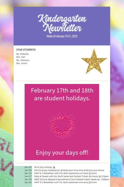 Kindergarten Newsletter