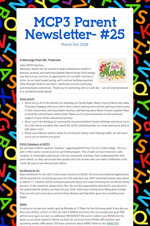 MCP3 Parent Newsletter- #25