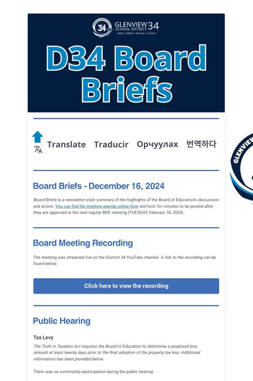 Board Briefs