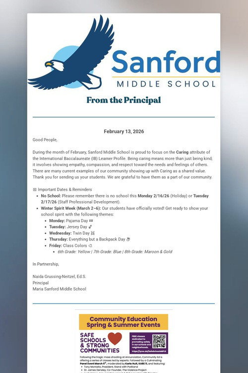 Sanford Family Newsletter