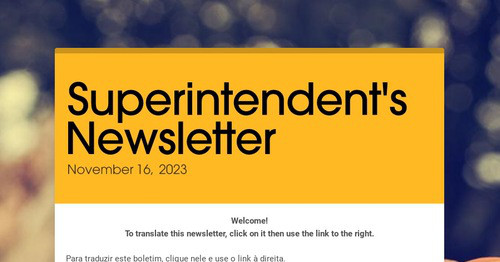 Superintendent's Newsletter