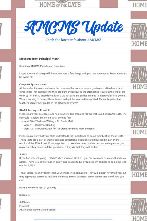AMCMS Update