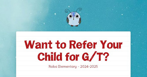 Want to Refer Your Child for G/T?