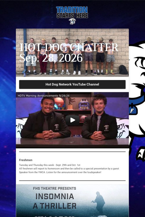 HOT DOG CHATTER Sep. 28, 2026