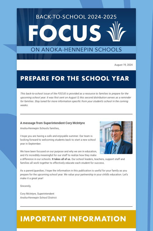 Back-to-school FOCUS 2024-25