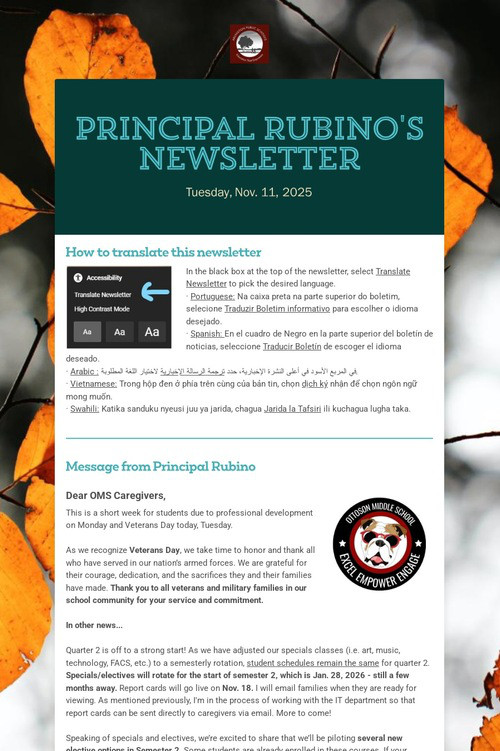 Principal Rubino's Newsletter