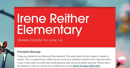 Irene Reither Elementary Smore Newsletters Irene Reither Elementary Smore Newsletters