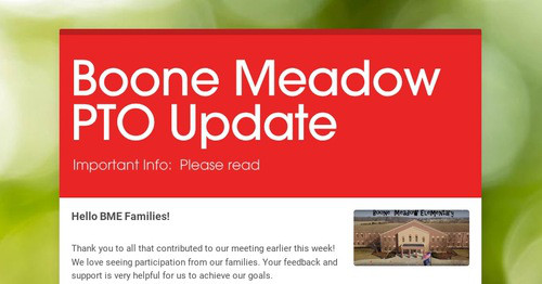 Boone Meadow PTO Update