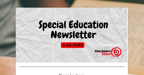 SST16 Special Education Newsletter