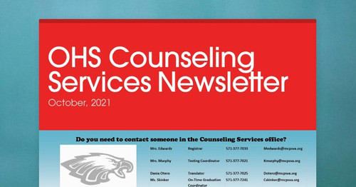 OHS Counseling Services Newsletter