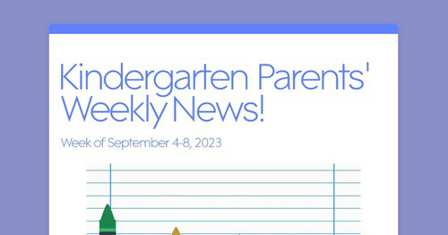 Kindergarten Parents' Weekly News!