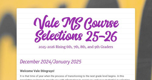 Vale MS Course Selections 25-26