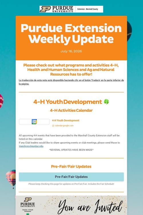 Purdue Extension Weekly Update