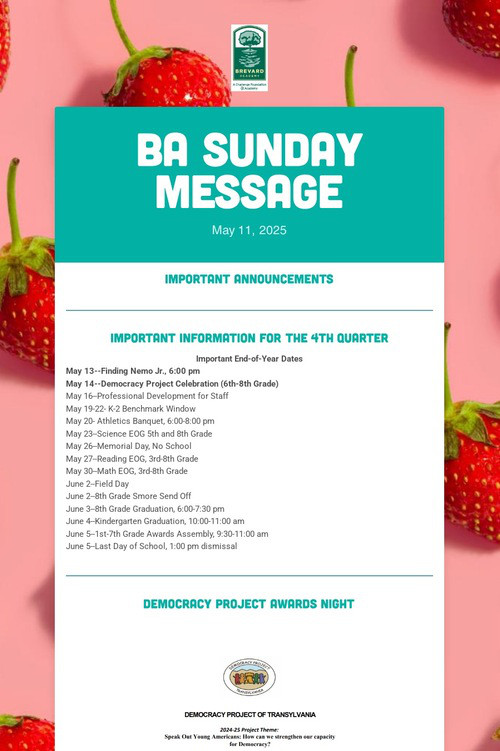 BA Sunday Message