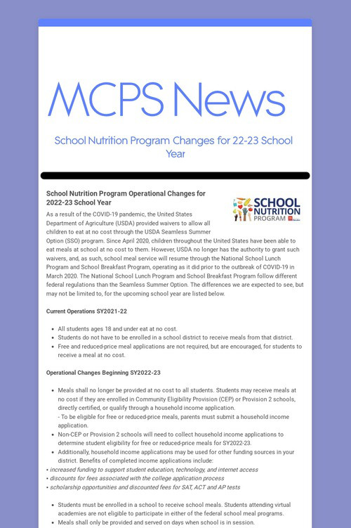 MCPS News