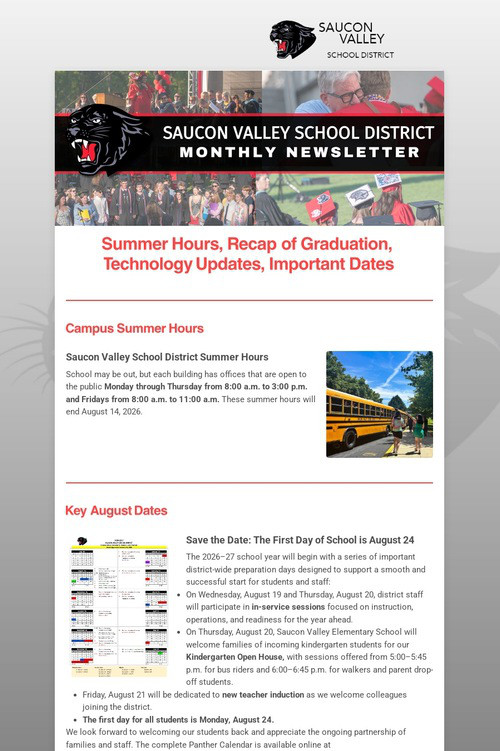 SVSD Monthly Newsletter