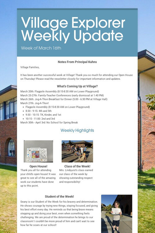 Village Explorer Weekly Update