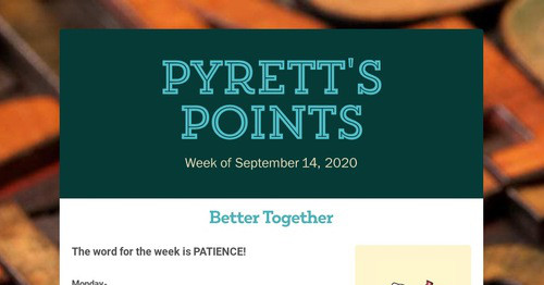 Pyrett's Points | Smore Newsletters for Education