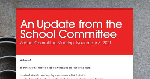 An Update from the School Committee