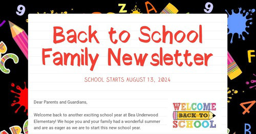 Back to School Family Newsletter