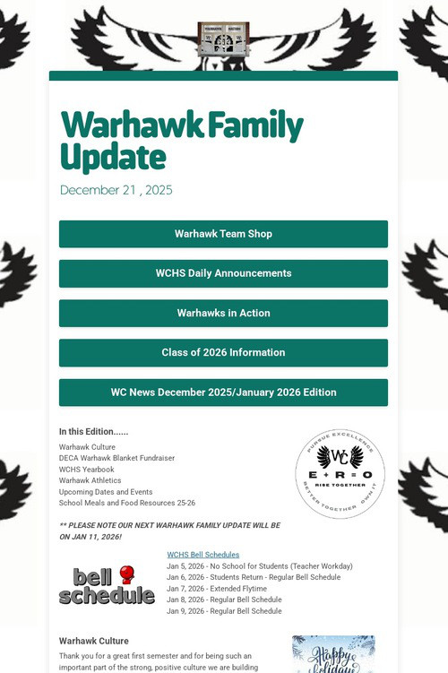 Warhawk Family Update