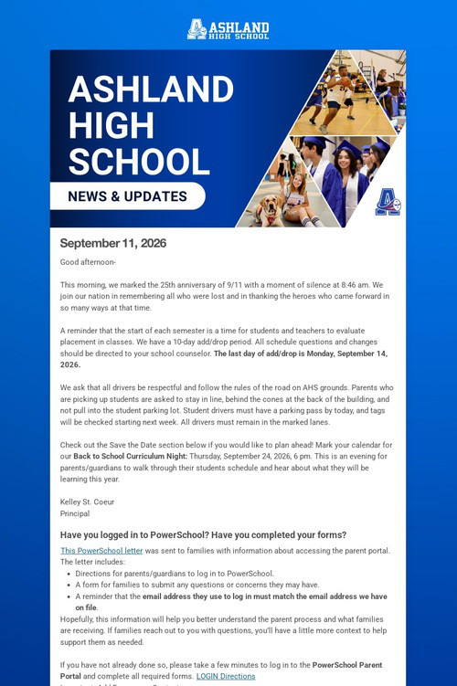 Ashland High School Weekly Update